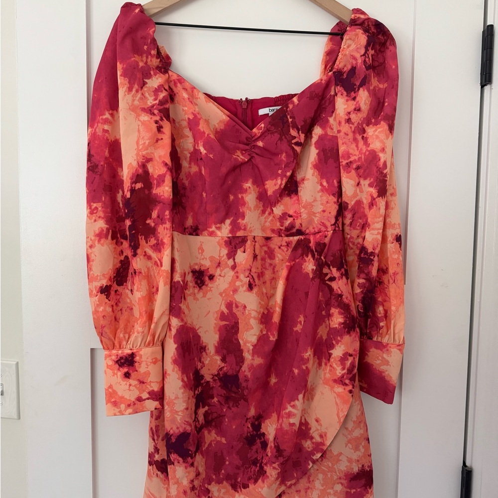 Bar III Red and Orange Long Sleeve Dress